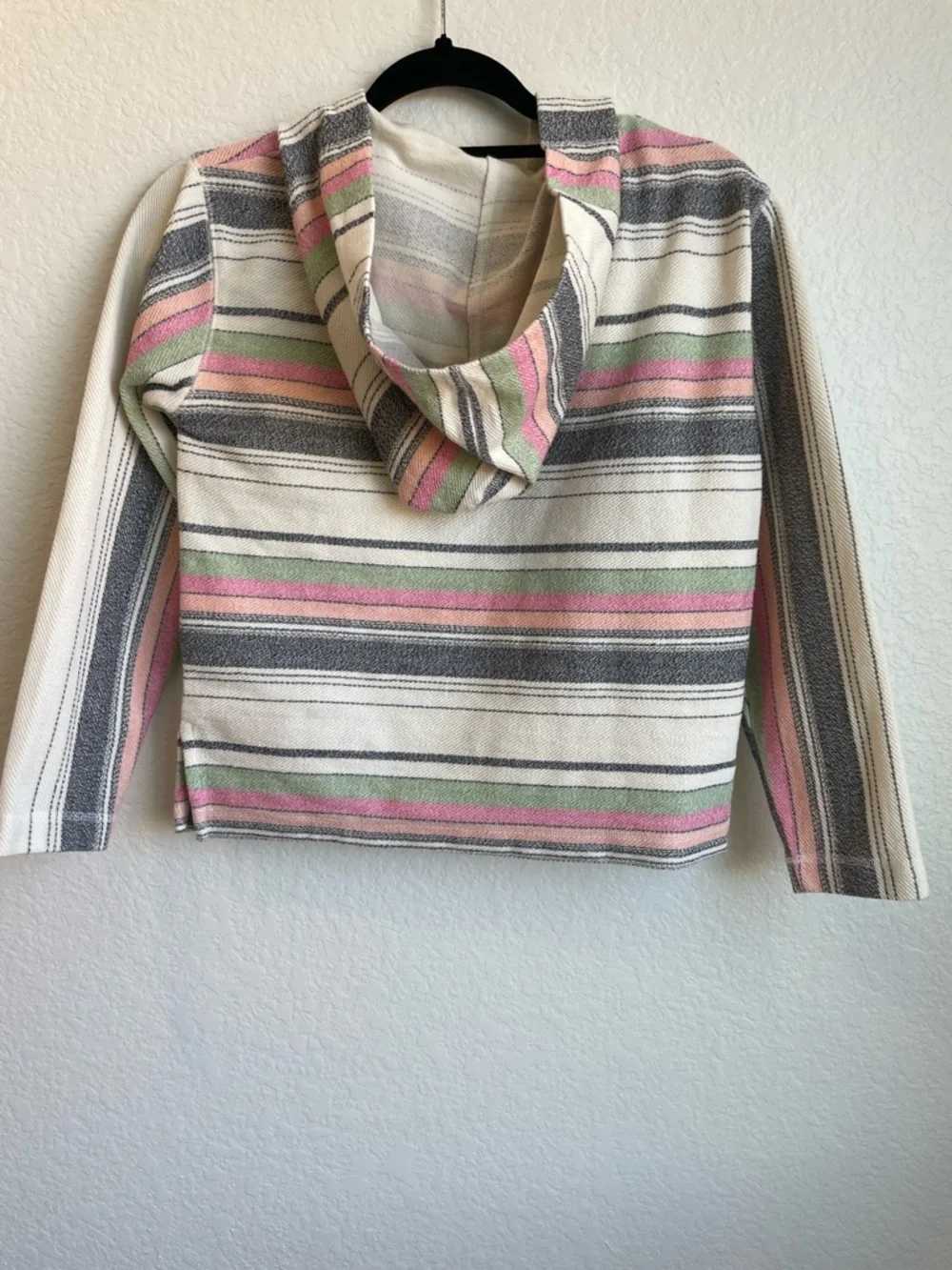 O'Neill Cream Striped Pullover with Pink and Green Accents